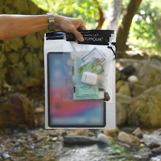 YUMQUA Clear Waterproof Bags, Water Tight Cases Pouch Dry Bags for Camera Mobile Phone Maps Pouch Kayak Military Boating Document Holder