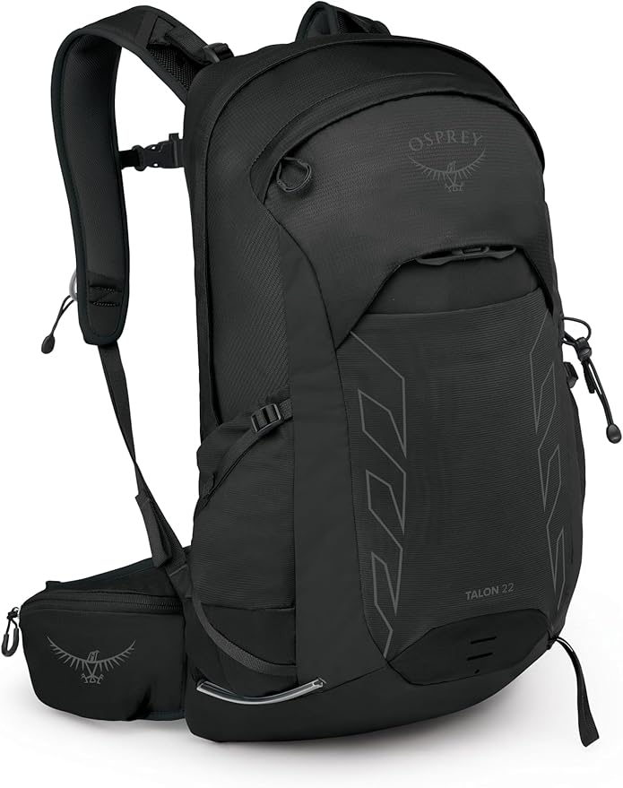 Osprey Talon 22L Men's Lightweight Hiking Backpack - Small Daypack for Travel & Camping, Black/Coal Grey