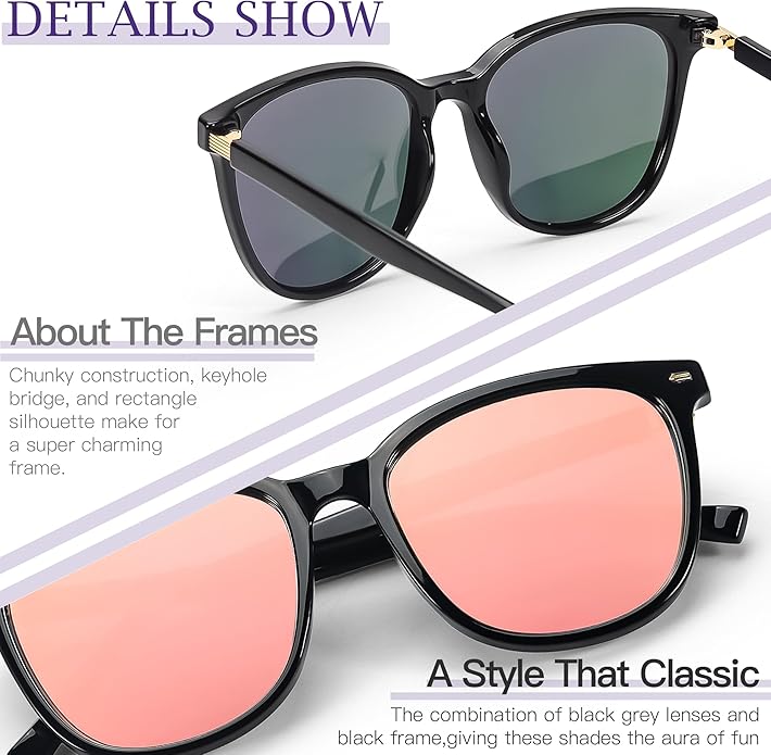 SIPHEW Oversized Square Sunglasses for Women|Lightweight Fashion Sunglasses 100% UV400 Protection|Trendy Mirrored Shade