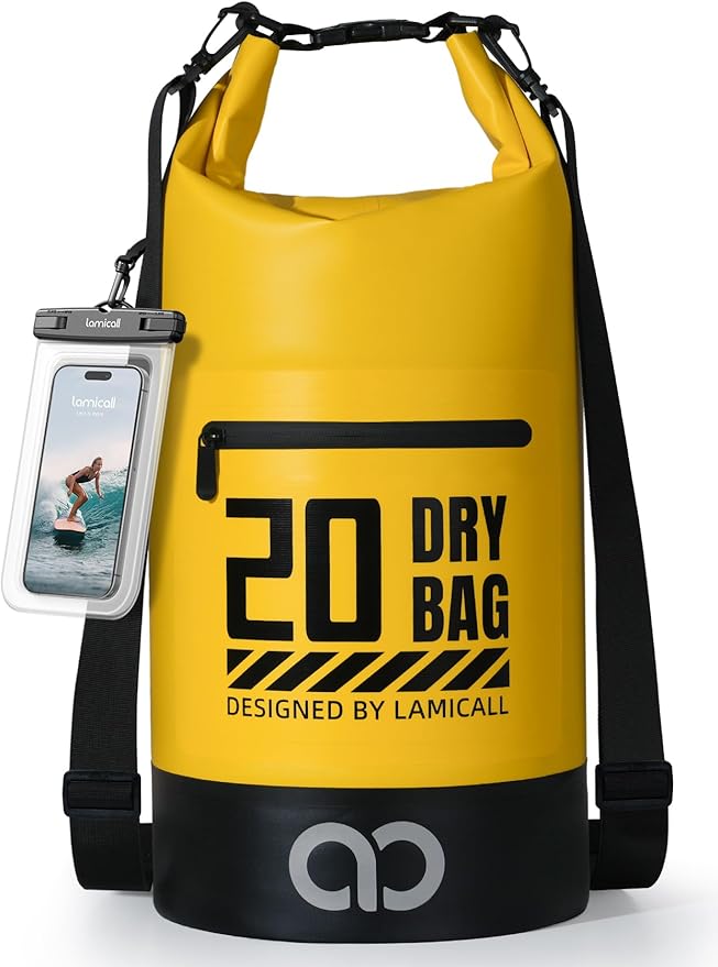 Lamicall Dry Bag Waterproof Backpack - [Zippered Pocket] 5L/10L/20L/30L/40L Roll Top Waterproof Bag with Water Proof Phone Pouch, Floatable Drybag for Swimming, Boating, Kayaking, Camping, Beach