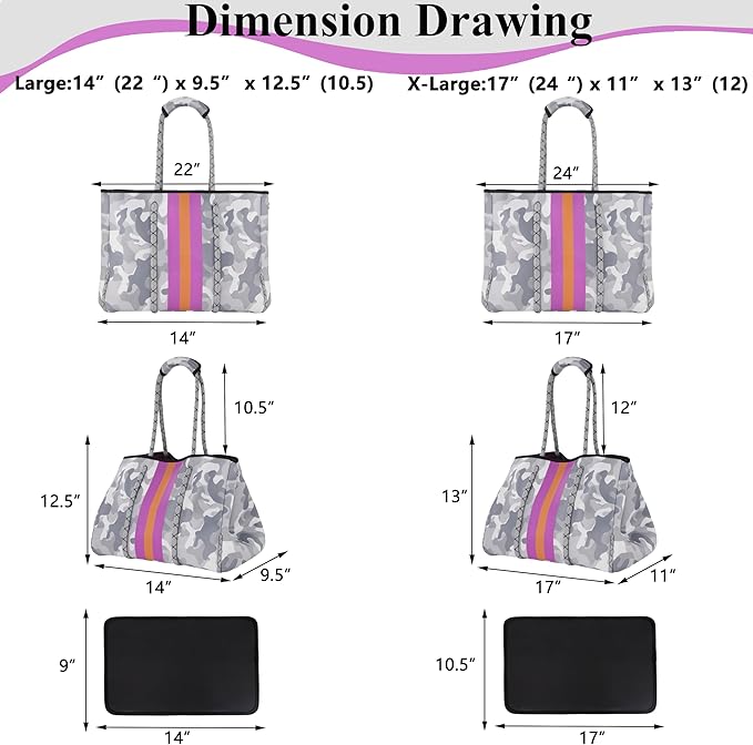 QOGiR Neoprene Multipurpose Beach Bag Tote with Inner Zipper Pocket … … … …