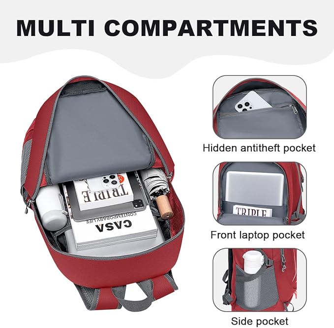 MIYCOO Backpack - Ultra Lightweight Packable Backpack for Travel Camping, 45L Hiking Back Pack Waterproof Foldable Daypack for Men Women Red