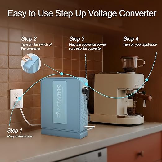 3000W Step Up Transformer 110v to 220v Converter, Heavy Duty Voltage Converter 110v to 220v with Dual Outlets, Overload Protection & Ultra-Quiet Design for Home Appliances, Light Blue