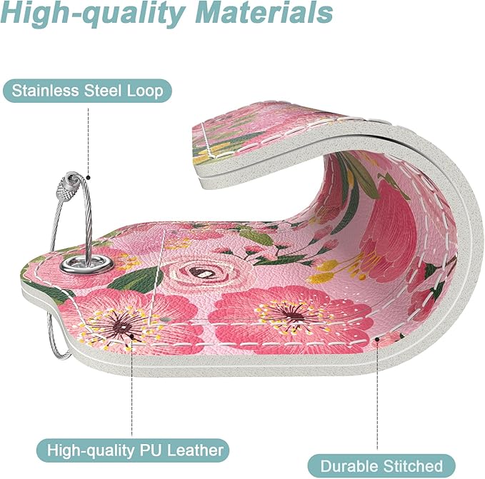 Rimilak 3 Pcs PU Leather Luggage Tags for Suitcase, Travel Cruise Luggage Tag with Privacy Flap, Name ID Label and Metal Loop for Women Men Baggage Handbag School Bag Backpack, Colorful Flower