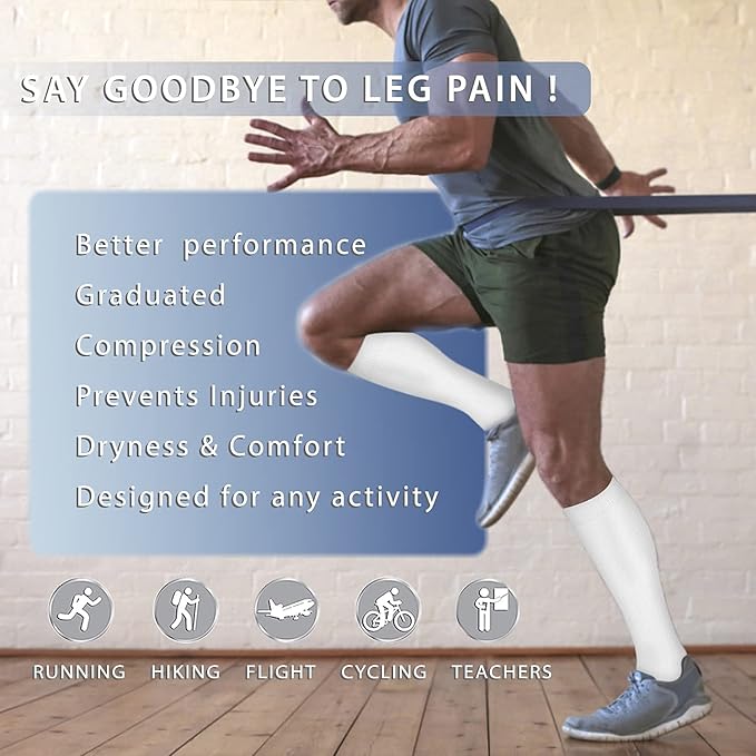 Copper Compression Socks 15-20 mmHg for Men & Women 8 Pairs – Circulation Support for Nurses, Travel, Running, Hiking, Soccer