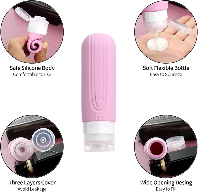 16 Pack Travel Bottles for Toiletries, Oversize 6oz Silicone Travel Containers jar for Toiletries, Leak Proof Refillable Liquid Shampoo And Conditioner Travel Essentials toiletry Bottles