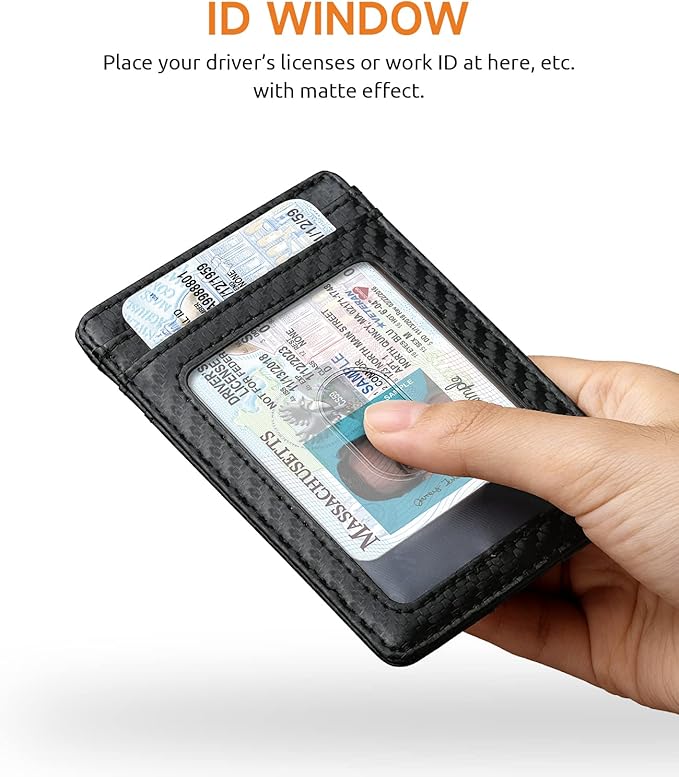 Buffway Mens Slim Wallet, Minimalist Thin Front Pocket Leather Credit Card Holder with RFID Blocking for Work Travel | Minimalist, Thin, Front Pocket, Credit Card Holder, RFID Blocking, for Work Travel