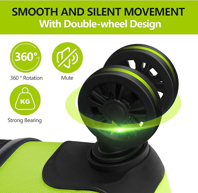 AnyZip Luggage PC ABS Hardside Lightweight Suitcase with 4 Universal Wheels TSA Lock Checked-Medium 24 Inch Apple Green