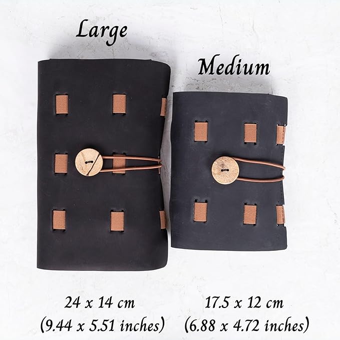 HARDISTON Custom Genuine Leather Electronic Cable Organizer Bag Handmade Travel Cord Organizer Roll Case for Hard Drives, Cables, Charger, Phone, USB, SD Card (Large - Black)