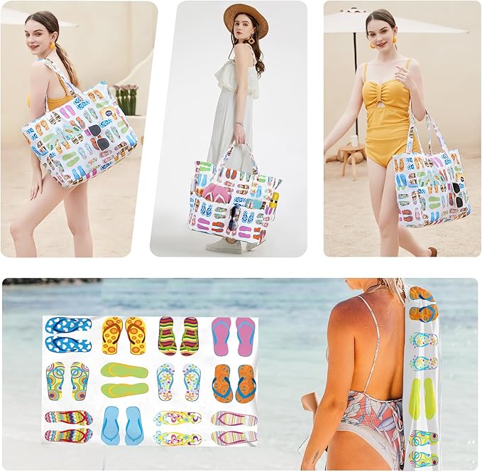 Bluboon Waterproof Beach Tote Pool Bags for Women Ladies Extra Large Carry On Bag With Wet Compartment for Weekender Travel