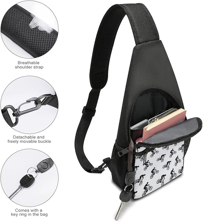 SWEET TANG Women's Cool Chest Bag Gym Sack Fashion Sling Shoulder Backpack Outdoor Sports Daypack Motocross Dirt Bike, Multipurpose Adjustable Bag Small Camera Case for Daily Use