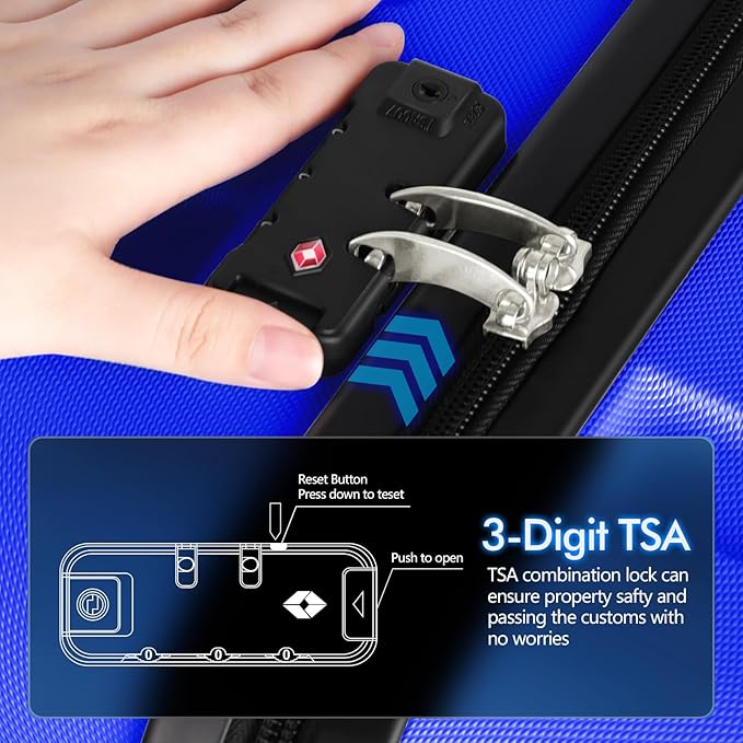 AnyZip Luggage PC ABS Hardside Lightweight Suitcase with 4 Universal Wheels TSA Lock Checked-Large 28 Inch Blue