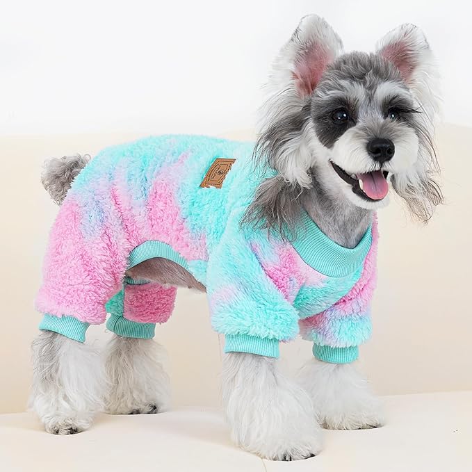 XPUDAC Dog Sweater, Dog Winter Clothes for Small Medium Dogs Girl Boy Fleece Doggy Pajamas for Winter Christmas, Tie-Dye03, Medium