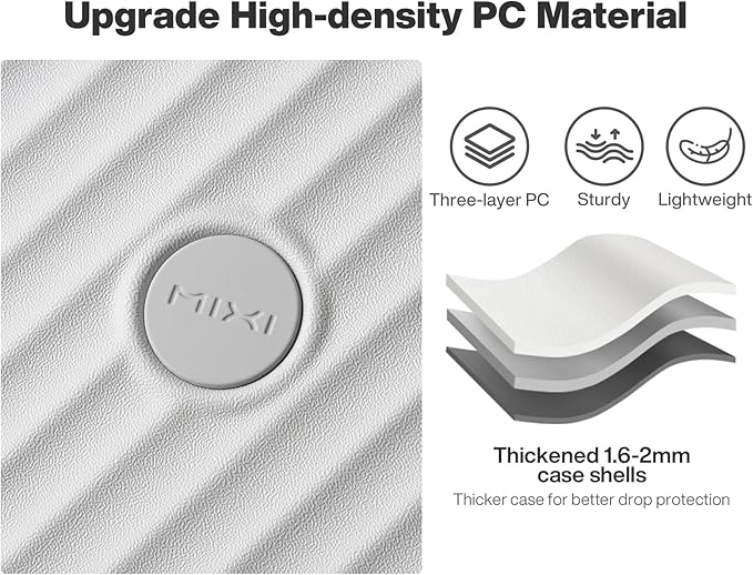 mixi 24 Inch Large Expandable Checked Luggage PC Hard Shell Suitcase Top Opening Rolling Travel Suitcases with Spinner Wheels & TSA Lock, Smoke White