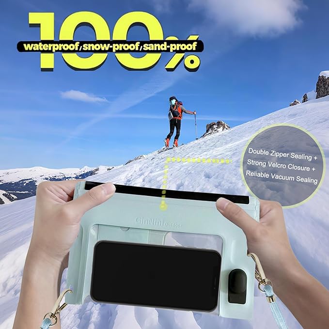 Vacuum Cell Phone Waterproof Phone Pouch iPhone Casemate Waterproof Phone case with Lanyard Small Water Proof Pouch Water Phone Protector Water case for Phone case Water Proof IP68 Max 7” Blue