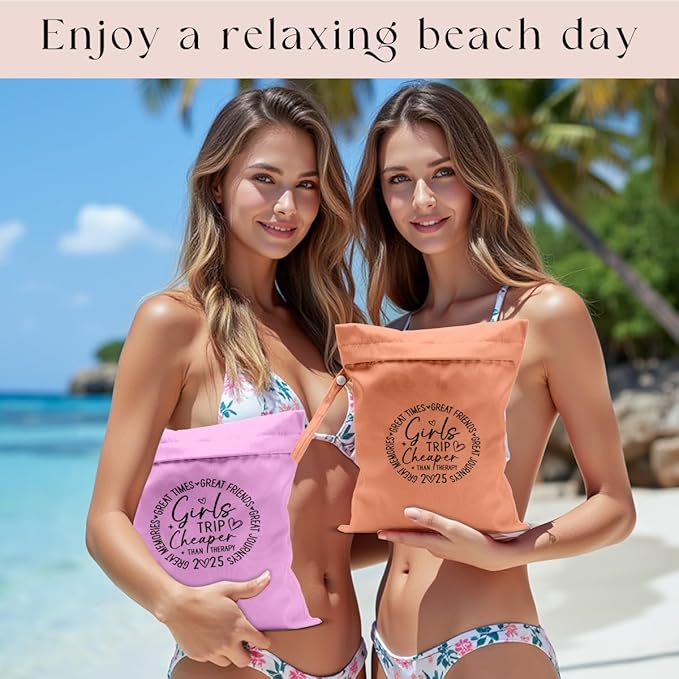 2Pcs Girls Trip Gifts Wet Dry Bag, Aloha Beach Bag Wet Bag Favors, Sunscreen Swimsuit Toiletry Travel Essentials For Women, Beach Travel Laundry bags for Dirty Diaper Swimsuit Gifts