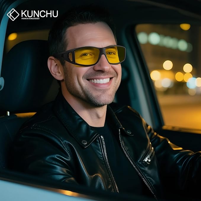 Night Driving Glasses for Men Women Anti Glare Polarized Fit Over Night Vision glasses