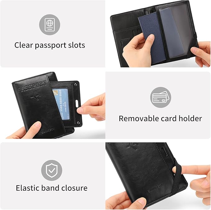 Rfid Passport Holder for Travel Women Men Passport Wallet Rfid Blocking with Card Slots and Pen Holder