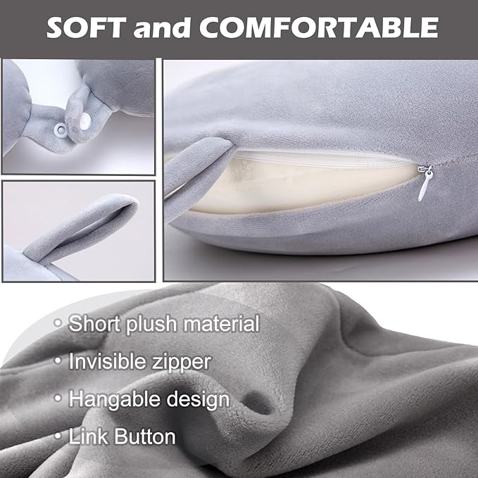 Travel Neck Pillow Cover, Neck Pillow Case, Pure, Soft and Smooh, Airplane Pillow Replacementt Cover Washable (Only Pillow Covers, no Filler)