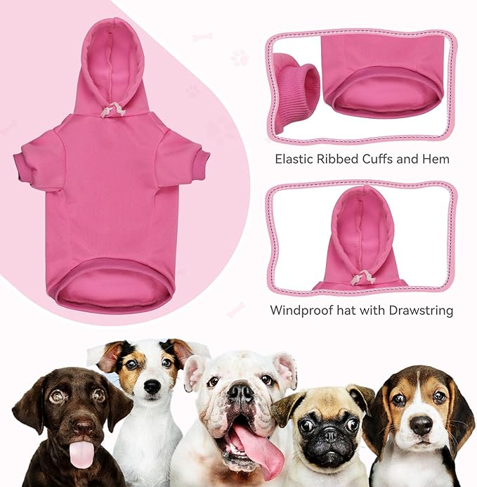 Dog Hoodie Dog Sweaters for Large Dogs Sweater Solid Soft Brushed Fleece Pet Clothes Pet Hoodie Sweatshirt with Pocket(Pink-XXL)