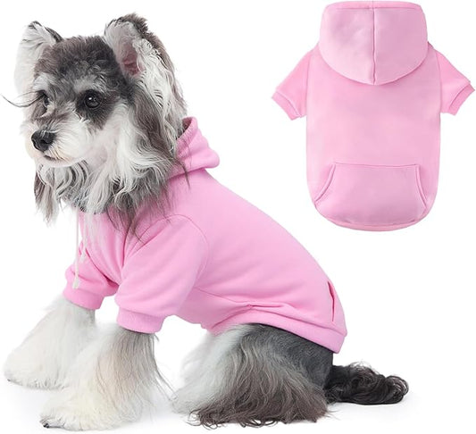 BAOBICUTE Dog Basic Hoodie Soft Dog Clothes Cold Weather Sweaters for Medium Large Dogs Cozy Fabric Warm Sweatshirt with Leash Hole (Pink, XS (Back: 10.24",Chest: 14.96", Neck: 11.42"))