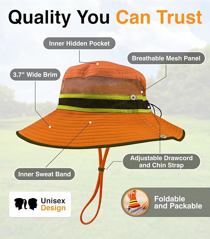 GearTOP Safari Hat for Men Sun Hats for Women UV Protection UPF 50+ Fishing, Gardening, Hiking Hat (22-23 1/2")