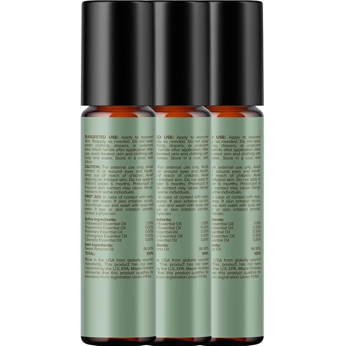 Natural Roll on Bug Repellent Stick - DEET Free Insect Repellent Stick for Kids & Adults for Ticks & Mosquitoes - Made with Citronella Rosemary & Lemongrass - Light Scent Vegan Cruelty Free (3 Pack)