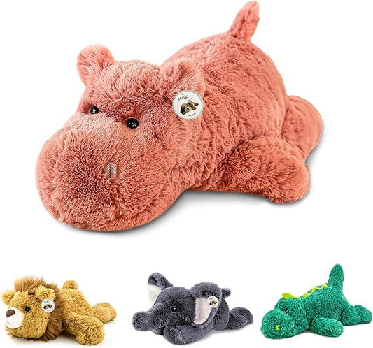 16" | 2 Pounds Pink Hippo Weighted Stuffed Animals,Sensory Comfort Plush Throw Pillow Toy,Kawaii Plushies Hugging Toy Gifts for Kids & Adults (Hippopotamus, 16 inch 2 Pounds)