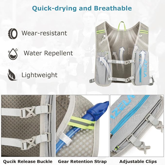 YAPJEB Lightweight Hydration Pack Backpack Vest, Optional 1.5L 2L BPA Free Water Bladder - Leakproof Breathable for Men Women Running Hiking Cycling Marathon