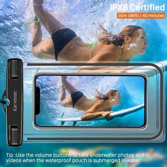 Waterproof Phone Pouch/Case, Water Proof Phone Pouch for iPhone & Samsung Galaxy, Universal Luminous IPX8 Phone Water Protector Pouch for Travel, Vacation, Beach, Cruise Essentials- 2 Pack