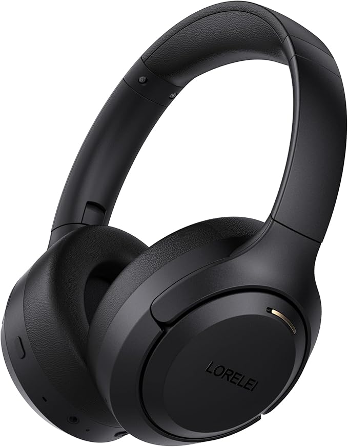 LORELEI QC60 Hybrid Active Noise Cancenlling Headphones,Wireless Over Ear Bluetooth Headsets with Microphone, 60H Playtime Foldable Lightweight, Deep Bass, Memory Earmuffs, for Travel Home Office