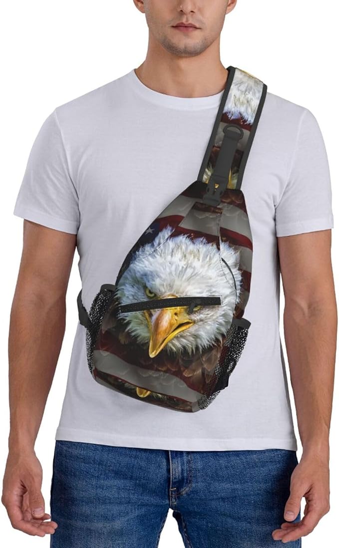 American Flag Sling Bag Multipurpose Crossbody Sling Backpack Travel Cycling Hiking Shoulder Bag For Women Men