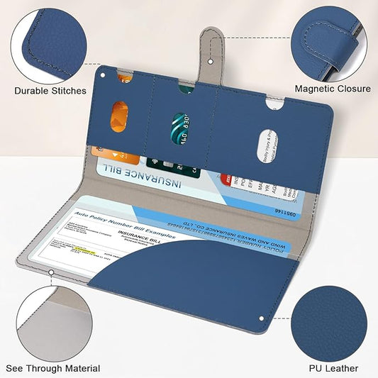 RSAquar Car Registration and Insurance Holder, Vehicle Glove Box Organizer Cool Car Accessories, Car Document Holder for Cards, Driver License & Essential Document, JD-Blue