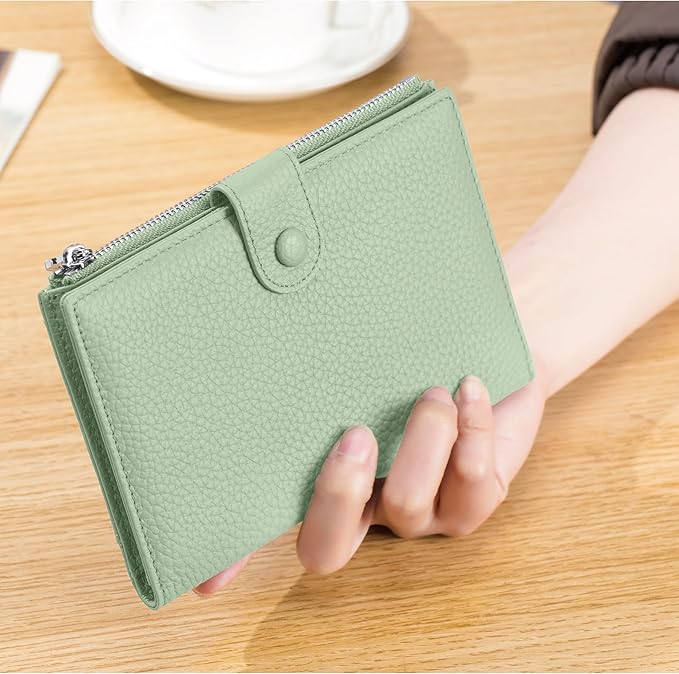 RFID Blocking Passport Wallet for Women, Slim Leather Passport Holder, Compact Travel Wallet with Zippered Coins Pocket and SIM Slots, Ladies Passport Cover