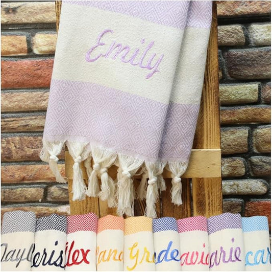 40x70 Personalized Beach Towel - Beach Bachelorette, Bridesmaid Gifts, Girls Trip, Wedding Gifts - Home Decor, Bridal Party - LILA