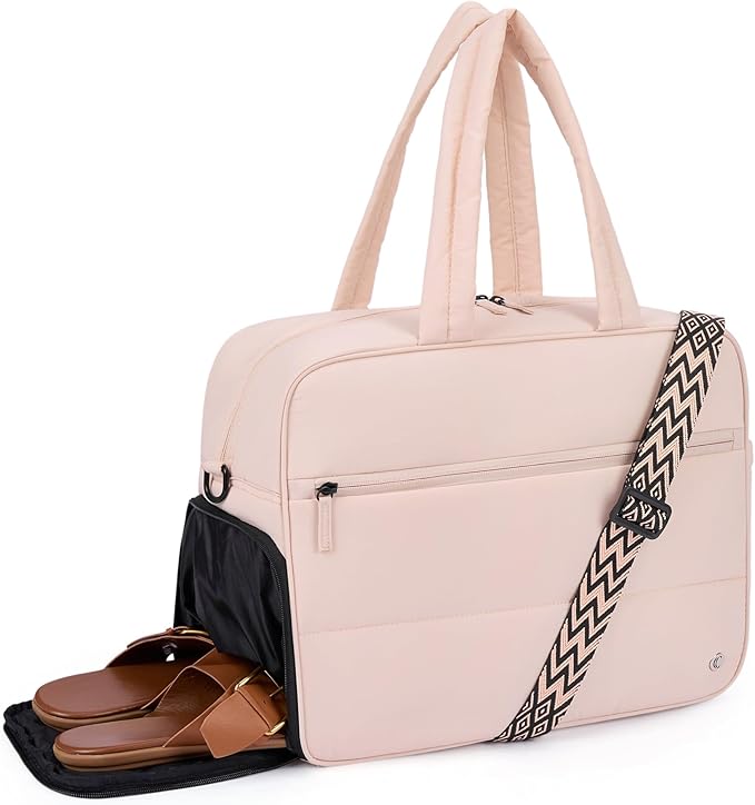 CLUCI Weekender Travel Bag for Women Puffer Tote Bag Carry On Duffle Overnight Bags with Shoe Compartment