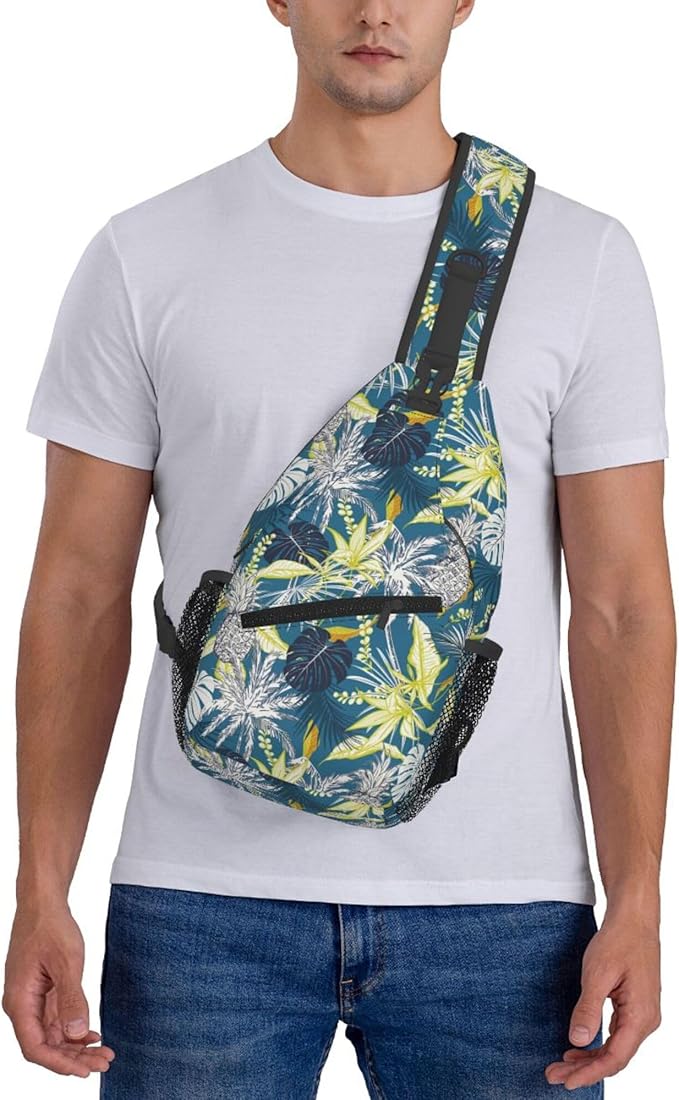 Hawaii Tropical Palm Sling Backpack Crossbody Bag Casual Chest Bags Travel Hiking Daypack Shoulder Bag for Women Men