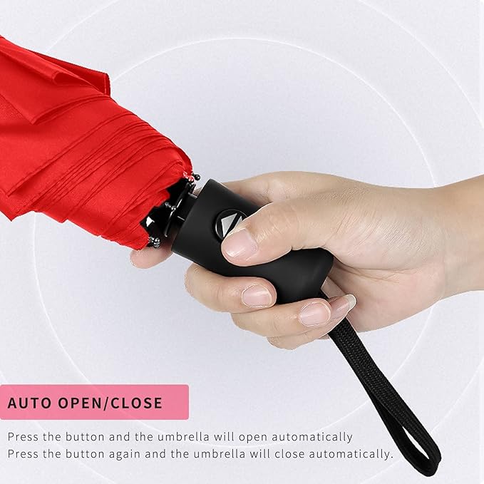 SIEPASA Windproof Travel Compact Umbrella-Automatic Umbrellas for Rain-Compact Folding Umbrella, Travel Umbrella Compact, Small Portable Windproof Umbrellas for Men Women Teenage.(Big Red)