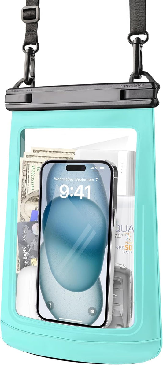 Waterproof Phone Pouch for iPhone 16 15 14 11 Pro Max & Galaxy S24 S21 - Floating Large Capacity Dry Bag Stores Sunscreen, Sunglasses - Oversized Waterproof Bag for Beach, Swimming, Kayaking