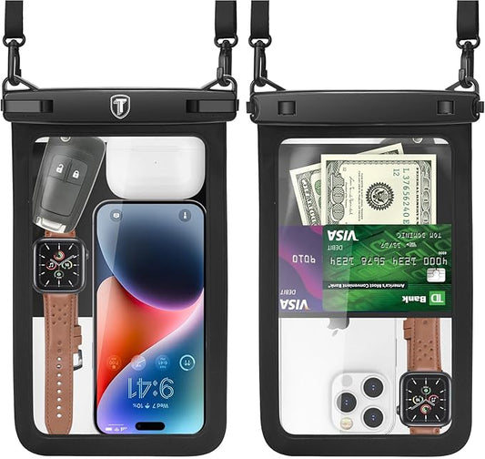 Njjex [Up to 10"] Large Waterproof Phone Pouch Bag - 2 Pack Waterproof Phone Case Dry Bag For Samsung Galaxy S25 Ultra S24 S23 S22 S21 S20 A14 A15 A35 A16 Motorola Moto G 5G 2025 G Stylus 2024 G Power