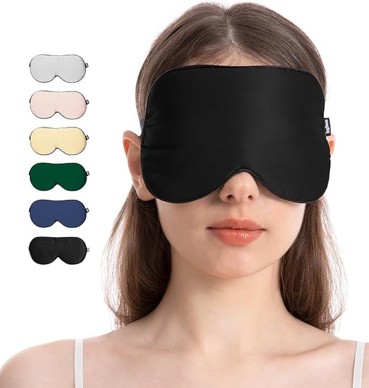 Luxury Pure Silk Sleep Mask | 100% Natural Mulberry Silk | Double-Sided Softness | Adjustable Strap & Full Light Blocking | Perfect for Travel, Office Naps & Nighttime Sleep (Black)