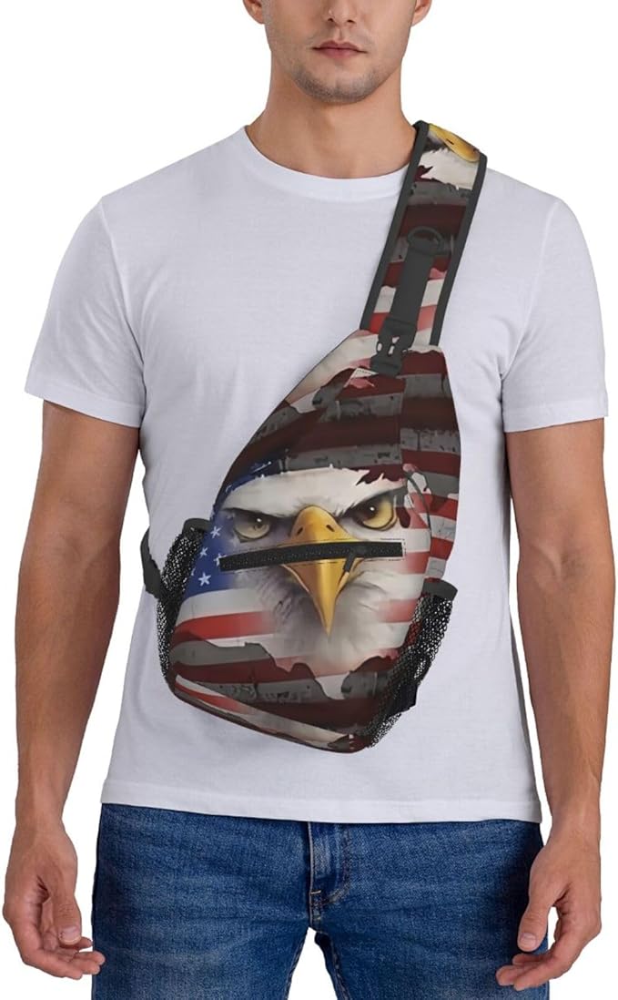 American Flag Sling Bag Multipurpose Crossbody Sling Backpack Travel Cycling Hiking Shoulder Bag For Women Men