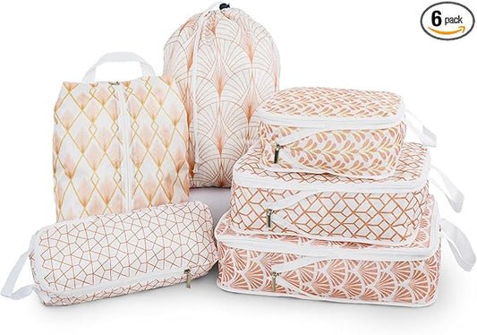 6 Pcs Compression Packing Cubes, Packing Cubes for Travel, Waterproof Luggage Organizer Bags Set, Cute Packaging Cubes for Women Kids Backpack Carry-Ons