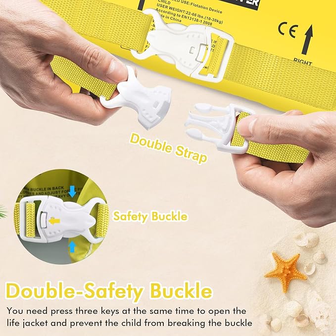Chriffer Kids Swim Vest Life Jacket for 30-55 Pounds Boys and Girls, Toddler Floaties with Shoulder Harness Arm Wings for 2,3,4,5,6,7 Years Old Baby