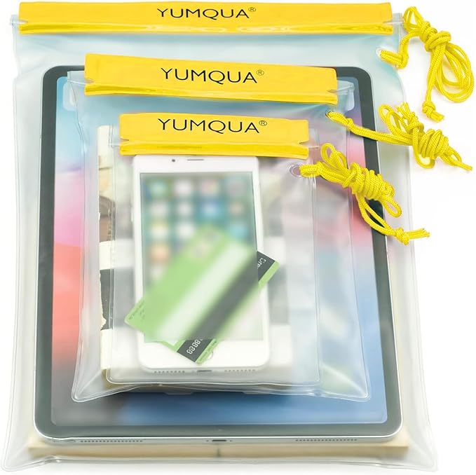 YUMQUA Clear Waterproof Bags, Water Tight Cases Pouch Dry Bags for Camera Mobile Phone Maps Pouch Kayak Military Boating Document Holder