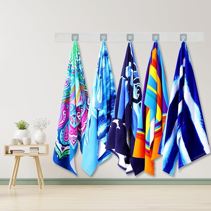 2 Packs Oversized Beach Towel Set Extra Large Big XL Pool Camping Swim Clearance Towels 36x72 Soft Blanket Cruise Essentials Accessories Must Haves Vacation Necessities Adult Blue Flower Stripe