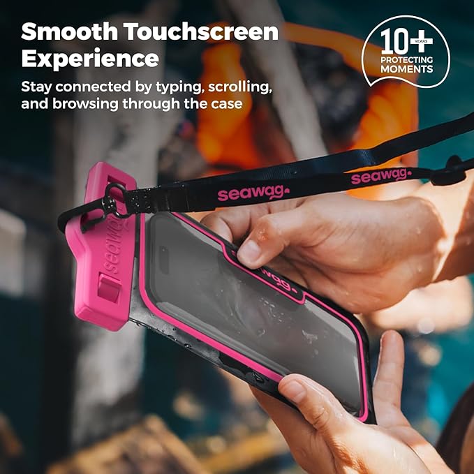 SEAWAG Next Waterproof Phone Case with Lanyard, Floating IPX8 Pouch for iPhone 17 16 Pro Max 15 14 13 12 11 and Samsung Galaxy S25 S24, Beach Cruise Travel Essentials, 1 Pack Pink