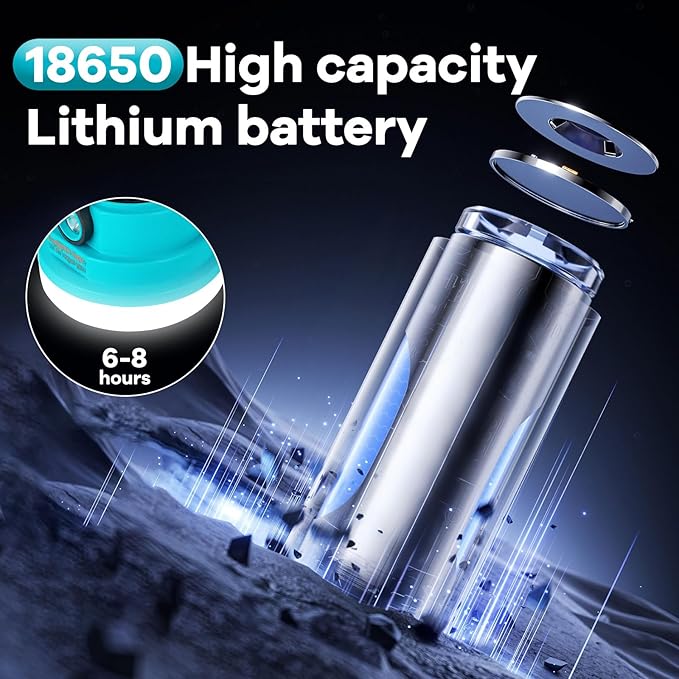 Solar Camping Lantern Rechargeable, 2-in-1 10000mAh Rechargeable Camping Light and Phone Charger for Hiking,Travel - Emergency Hanging Light for Hurricane, Power Outage, 100W, Blue