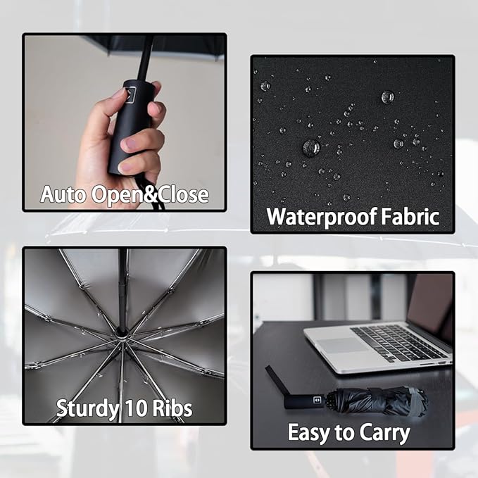 Automatic Umbrella Windproof Lightweight Strong Compact UV Protection Rain Travel Umbrellas Collapsible Backpack Umbrella Suit For Adult