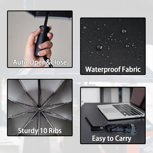 Automatic Umbrella Windproof Lightweight Strong Compact UV Protection Rain Travel Umbrellas Collapsible Backpack Umbrella Suit For Adult
